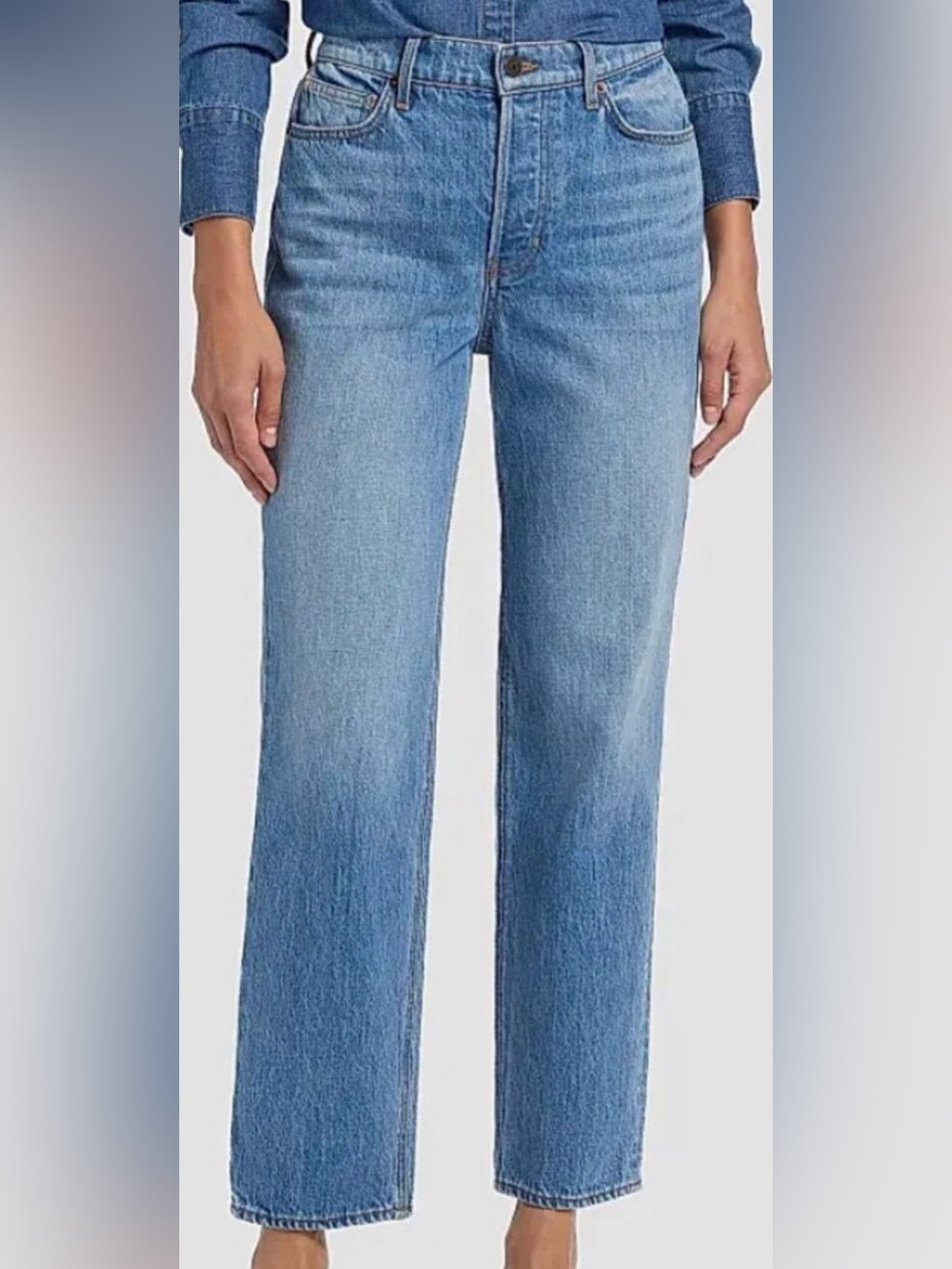 Veronica Beard Jeans Leah Straight Leg Mid Rise Lakeshore Wash 30